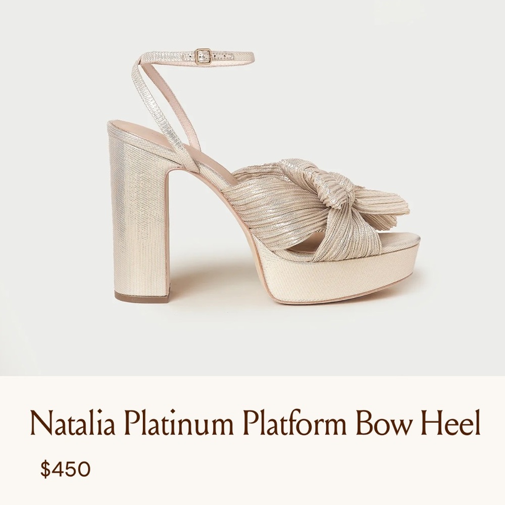 Brand New Loeffer  Randall Natalia Platinum Platform Bow Heel 6.5